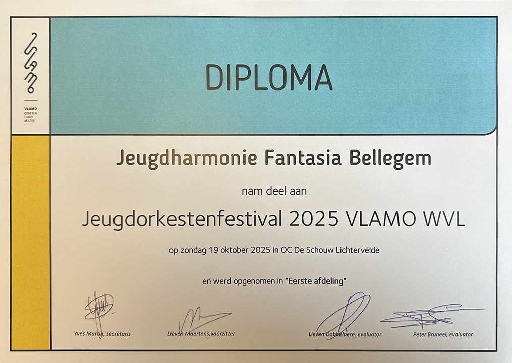 Jeugdhamonie Fantasia opgenomen in eerste afdeling